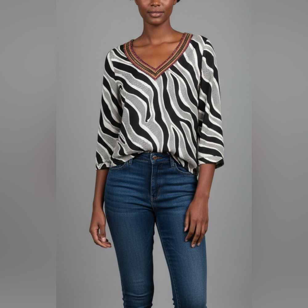 Moschino Zebra Printed Beaded Top